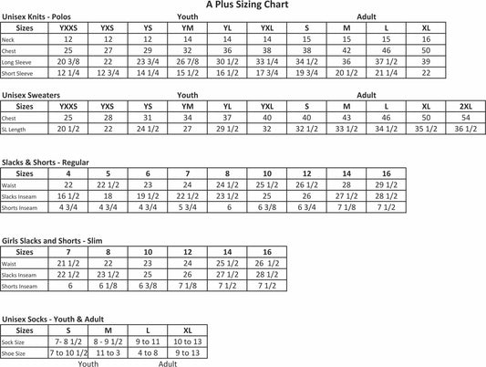 Uniform Sizing Charts